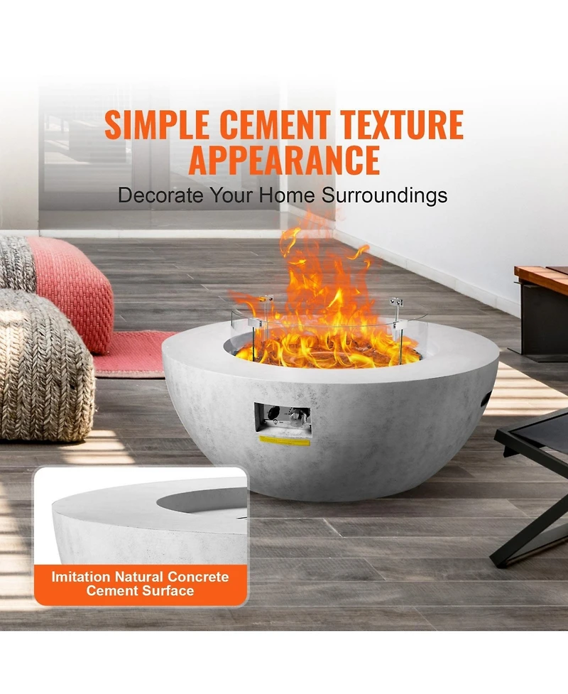 Gouun 39 inch Propane Fire Pit Table 50000 Btu with Lid and Rain Cover