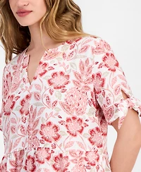 Charter Club Petite Linen Pineapple Bliss Tie-Sleeve Maxi Dress, Macy's Exclusive