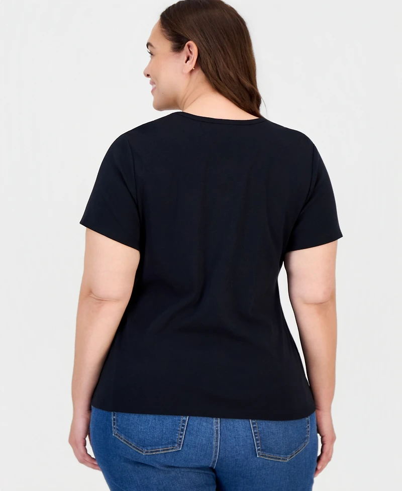 Style & Co Plus Short-Sleeve V-Neck Top, Exclusively at Macy's