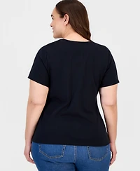 Style & Co Plus Short-Sleeve V-Neck Top, Exclusively at Macy's