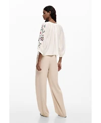 Desigual Women's Blouse Embroidered Sleeves