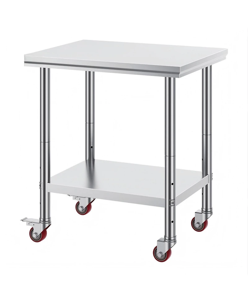 Gouun Stainless Steel Rolling Work Table with 4 Casters.