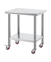 Gouun Stainless Steel Rolling Work Table with 4 Casters.