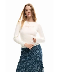 Desigual Women's Ribbed T-shirt logo