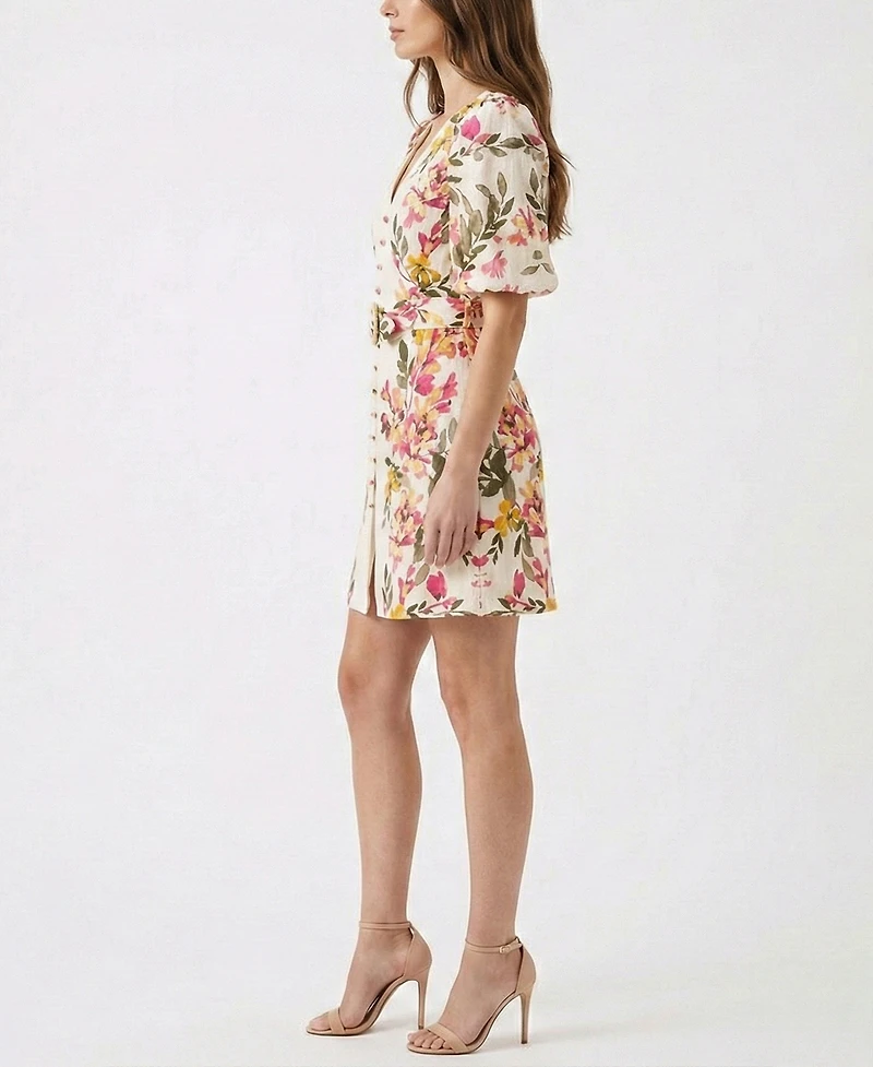Taylor Petite Printed V-Neck Mini Dress