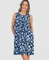 Style & Co Petite Printed Pintucked Knit Dress, Macy's Exclusive