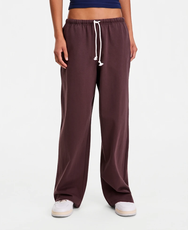 Hippie Rose Juniors' Lightweight Fleece Wide-Leg Sweatpants