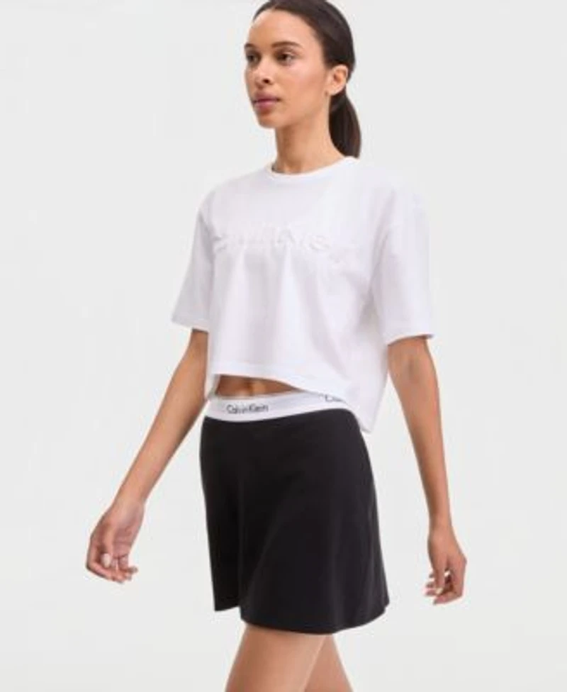 Calvin Klein Performance Womens Boxy Cropped Logo Tee Pull On Skort