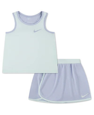 Nike Girls' 4-6X Dri-fit Color-Blocked Tank Top and Skort, 2-Piece Set