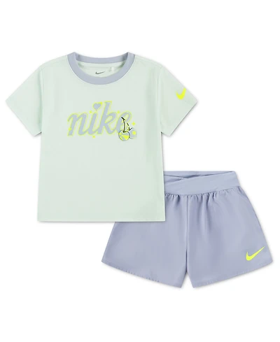 Nike Girls' 4-6X Crewneck T-Shirt and Crossover Shorts, 2-Piece Set