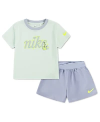 Nike Girls' 4-6X Crewneck T-Shirt and Crossover Shorts, 2-Piece Set