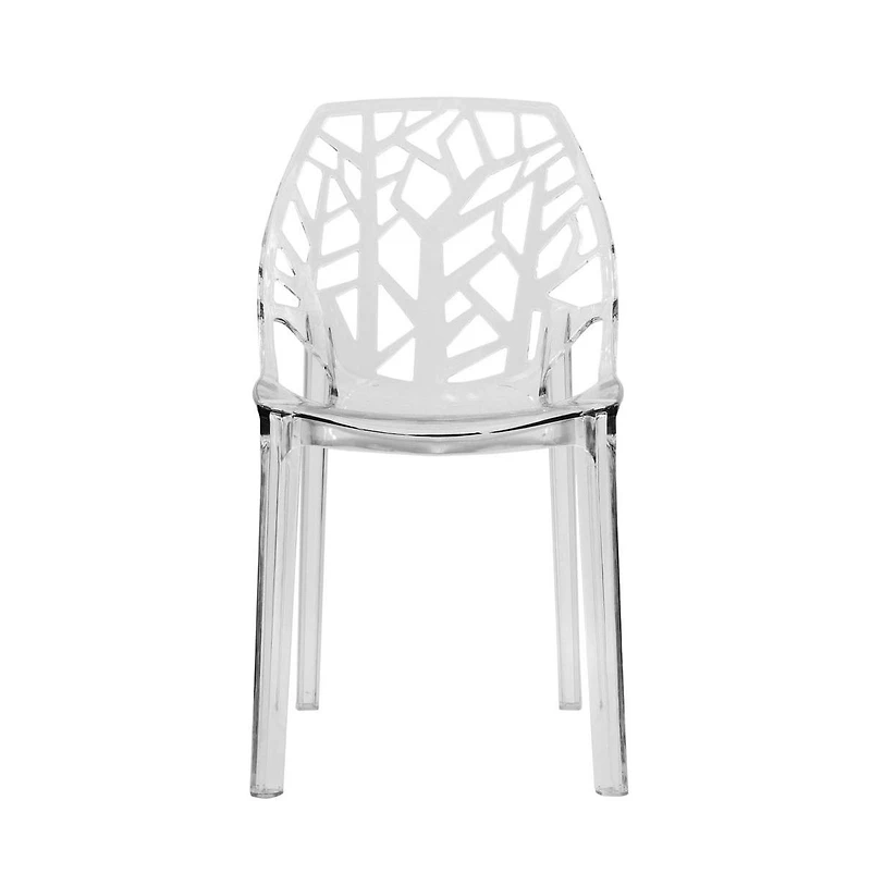 LeisureMod Cornelia Modern Spring Cut-Out Tree Design Stackable Dining Chair