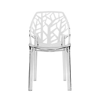 LeisureMod Cornelia Modern Spring Cut-Out Tree Design Stackable Dining Chair