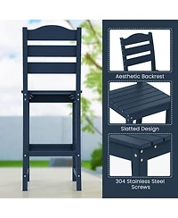 Gymax Set Of 2 Outdoor Hdpe Bar Stool Patio Tall Chair Backrest Footrest All Weather