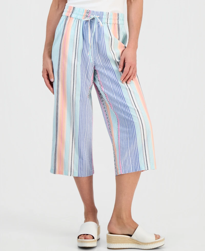 Style & Co Petite Noyma Stripe Wide-Leg Capri Pants, Macy's Exclusive