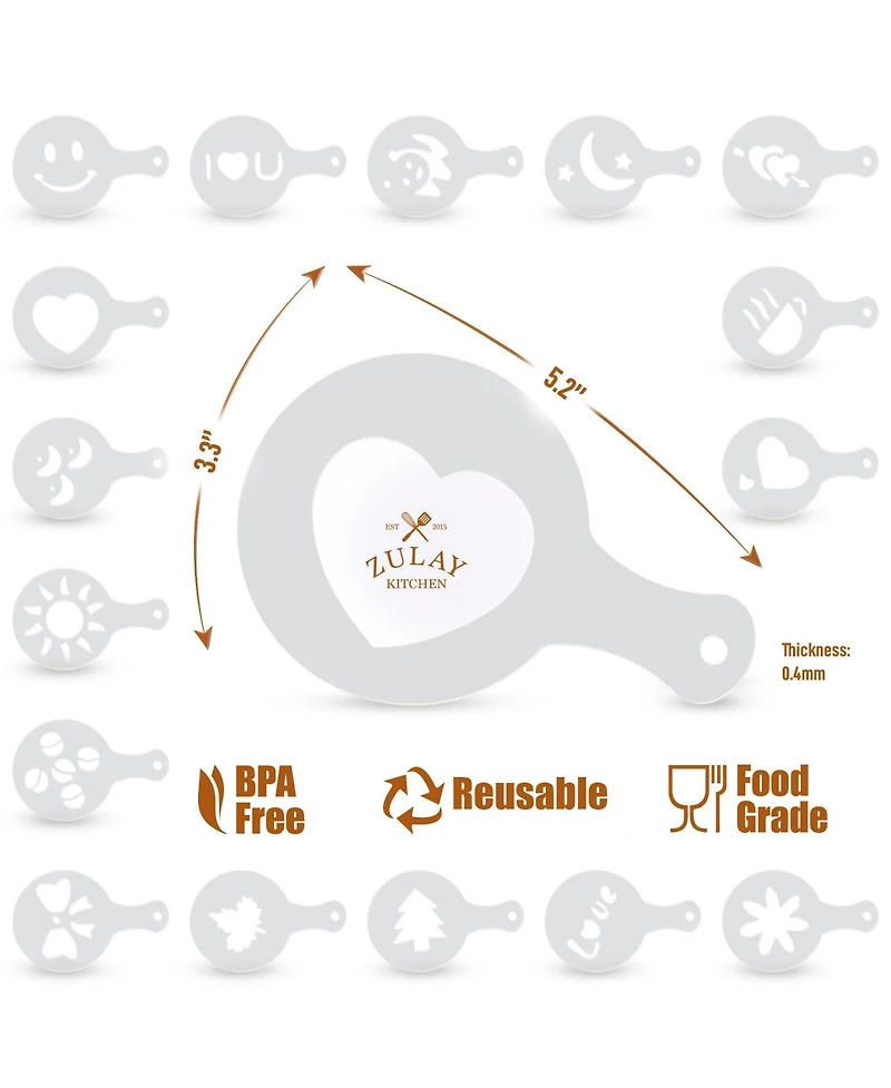 Plastic Stencils for Latte Art 16-Pc.