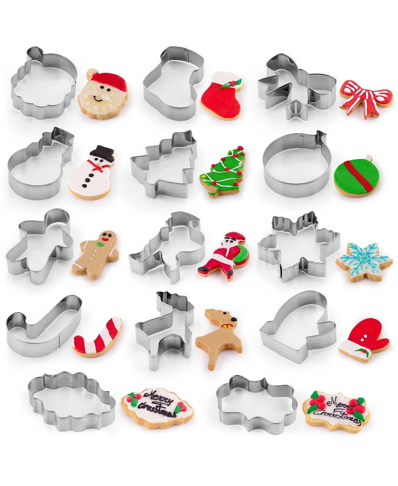 (14-Pieces) Metal Christmas Cookie Cutters - Stainless Steel Christmas Cookie Cutters With Folded Edges