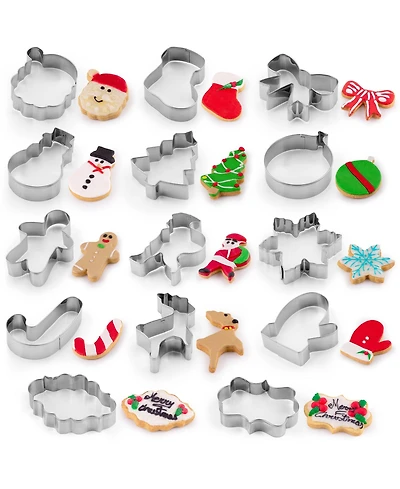(14-Pieces) Metal Christmas Cookie Cutters - Stainless Steel Christmas Cookie Cutters With Folded Edges