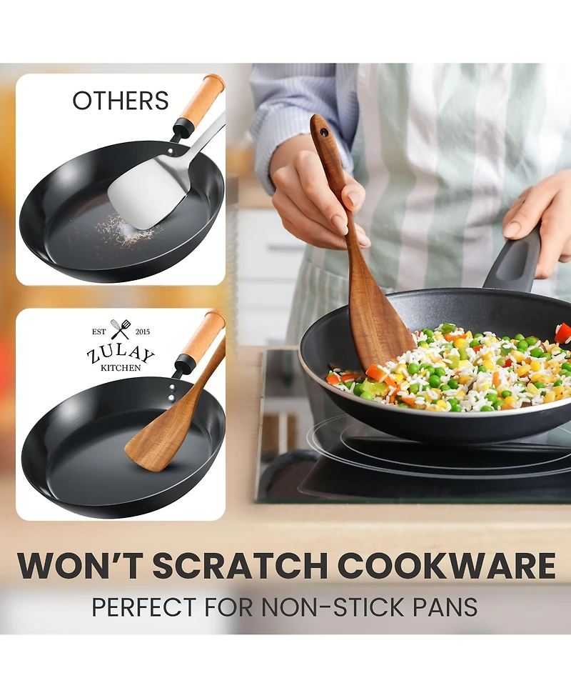 9-Piece Natural Teak Wooden Utensils for Cooking