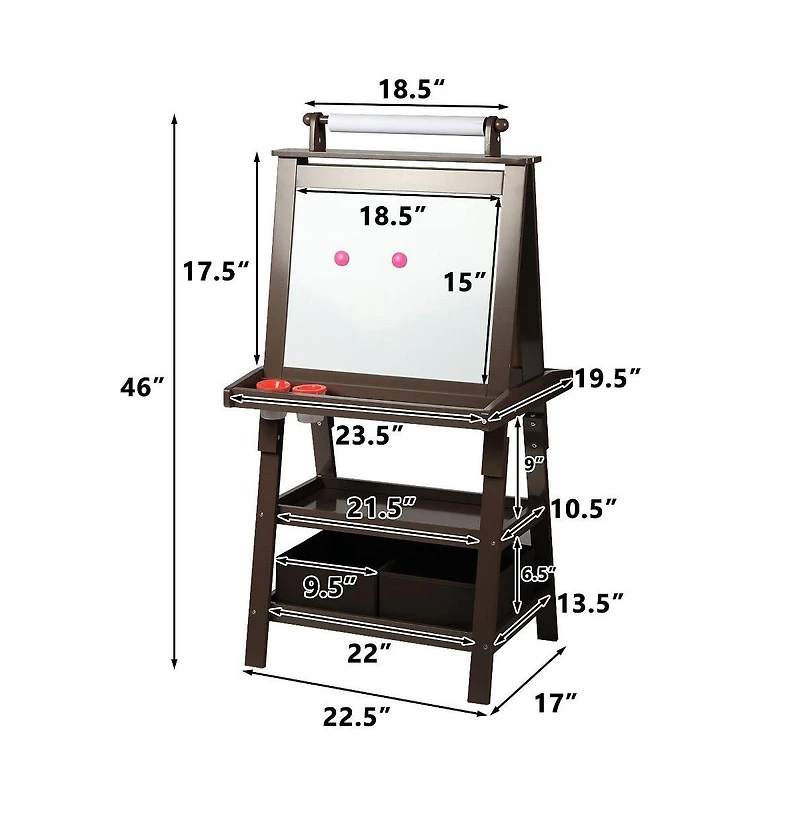 Kinder King Art Easel for Kids, 3 1 Toddler w/Whiteboard, Chalkboard & Paper Roll
