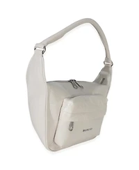 Pre-Owned Balenciaga White Distressed Calfskin Medium Raver Shoulder Bag