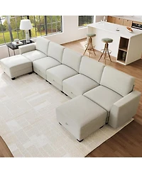 gaomon 140" U-Shaped Sectional Sofa with Ottoman Chaise, Modular 7-Seat Convertible Couch for Living Room