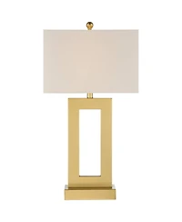 360 Lighting Marshall Modern Table Lamp with White Marble Riser 30" Tall Champagne Gold Oatmeal Shade for Bedroom Living Room Bedside Nightstand House
