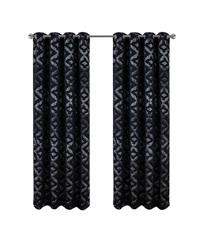 Rt Designers Collection Heathrow Halo Foil Blackout Polyester Window Curtain Grommet Panel 52" x 84
