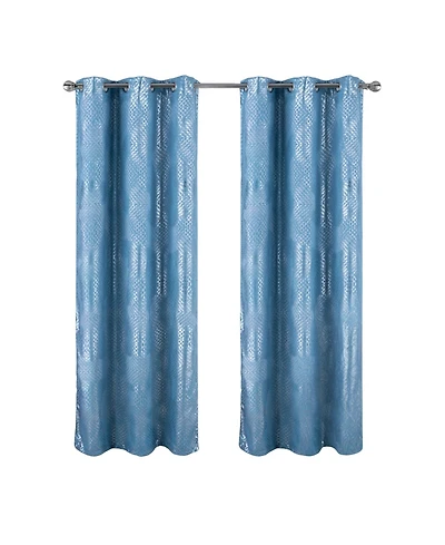 Rt Designers Collection Hailey Halo Foil Blackout Polyester Grommet 2 Pack Window Curtain Panel Set 36" x 84"