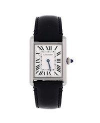 Pre-Owned Cartier Must de Cartier Tank Quartz Watch in Stainless Steel and Leather 25mm