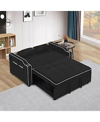 gaomon Velvet Sleeper Sofa Bed, 3-in-1 Convertible Loveseat with Cupholder, Usb Port and Adjustable Backrest