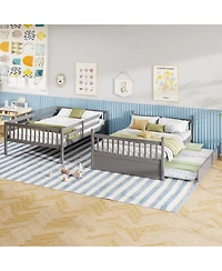 Gouun Full over Full Bunk Bed Platform Wood Bed with Ladder