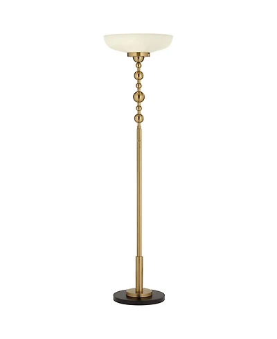 Possini Euro Design Summit Light Blaster Modern Torchiere Floor Lamp 71" Tall Warm Gold Frosted Glass Shade for Living Room Bedroom Office House