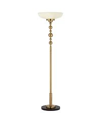 Possini Euro Design Summit Light Blaster Modern Torchiere Floor Lamp 71" Tall Warm Gold Frosted Glass Shade for Living Room Bedroom Office House