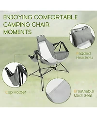 Rainsken Portable Folding Hammock Camping Chairs Set of 2, Oversized Rocking Recliner with Adjustable Backrest and Carry Bag for Outdoor Travel