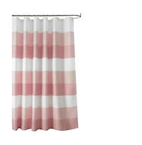 Olivia Gray Glamor Fade-resistant Striped Waffle Jacquard Shower Curtain with 12" Buttonholes