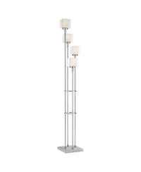 Possini Euro Design Modern Tree Floor Lamp with Usb Charging Port 4-Light 72" Tall Brushed Nickel Glass Shade Living Room Reading