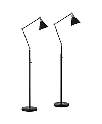 360 Lighting Wray Mid Century Modern 61" Tall Standing Floor Lamps Set of 2 Lights Adjustable Metal Antique Brass Finish