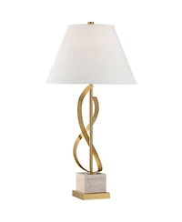 Possini Euro Design Infinity 30 1/4" Tall Large Modern End 3-Way Table Lamp Gold Brass Finish Marble Single Living Room Bedroom