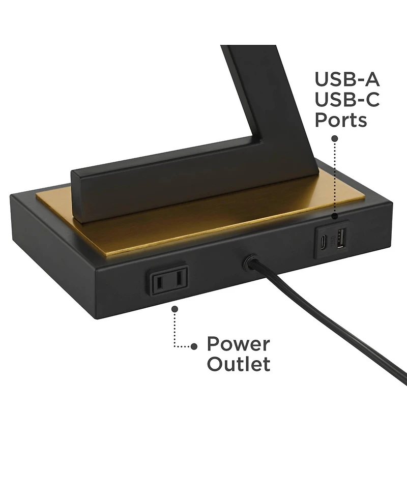 360 Lighting Pellana High Z-Base Modern 3-Way Table Lamp Usb Port Ac Power Outlet Metal Single Living Room Charging