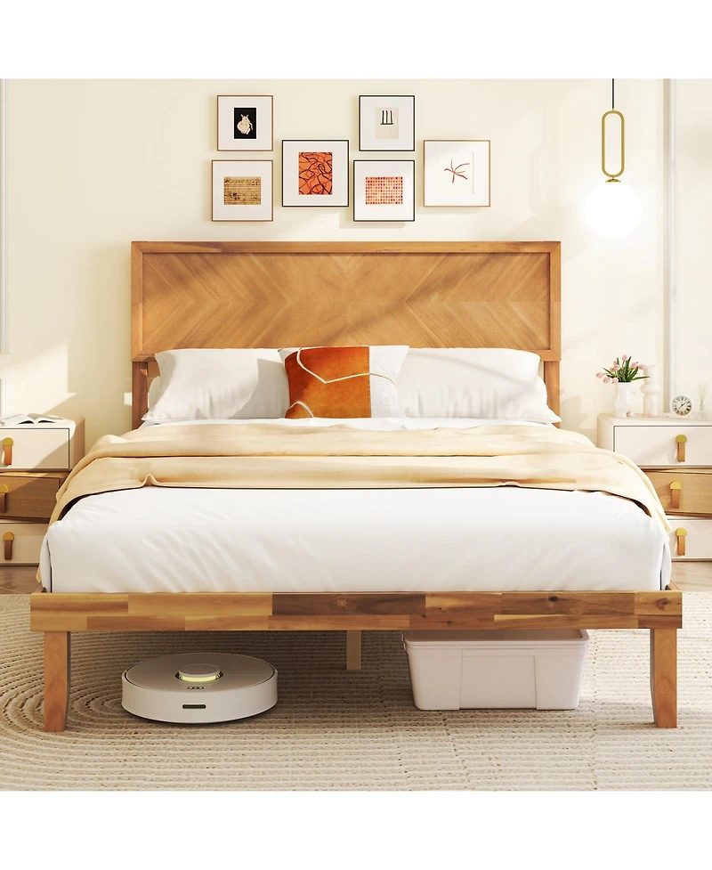 Gouun Bed Frame with Headboard and Storage Space