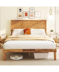 Gouun Bed Frame with Headboard and Storage Space