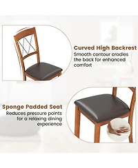 Gymax Dining Chair Set of w/Rubber Wood Frame Padded Seat Cross Backrest for Room