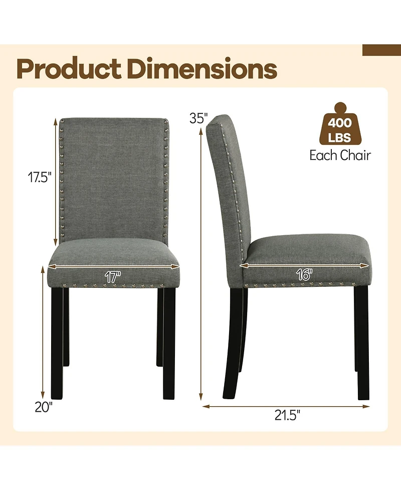 Gymax Wooden Dining Chairs Set of w/Solid Rubber Bent Wood Legs for Dining Room