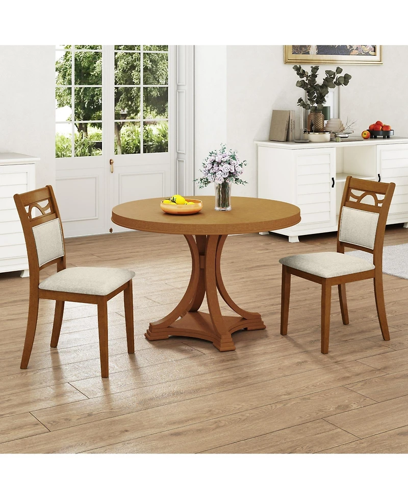 Gymax Dining Chairs Set of w/Rubber Wood Frame Padded Seat and Backrest for Kitchen