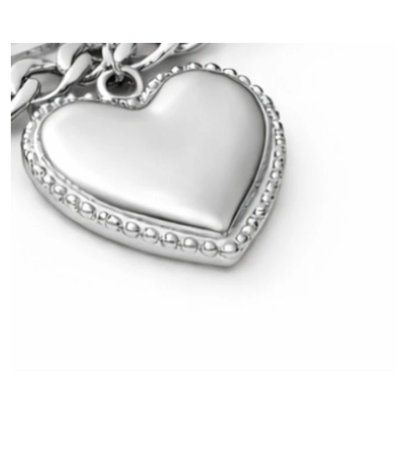 Rebl Jewelry Heart Charm Layered Bracelet Stainless Steel