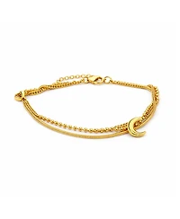 Rebl Jewelry Layered Crescent Moon Bracelet Stainless Steel