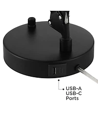 360 Lighting Wyatt 25" High Modern Desk Lamp Usb Port Architect Adjustable Height Metal Single Home Office Charging