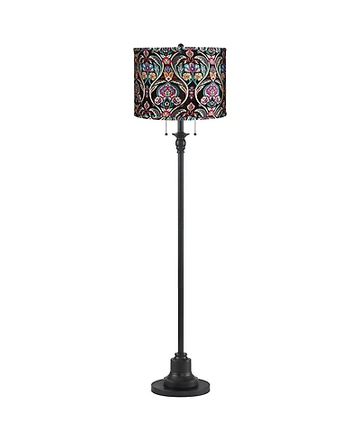 360 Lighting Dyna 58" High and Bohemian Embroidered Shade 2-Light Floor Lamp