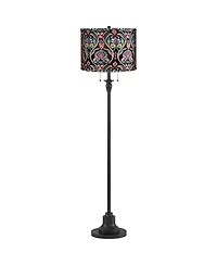 360 Lighting Dyna 58" High and Bohemian Embroidered Shade 2-Light Floor Lamp